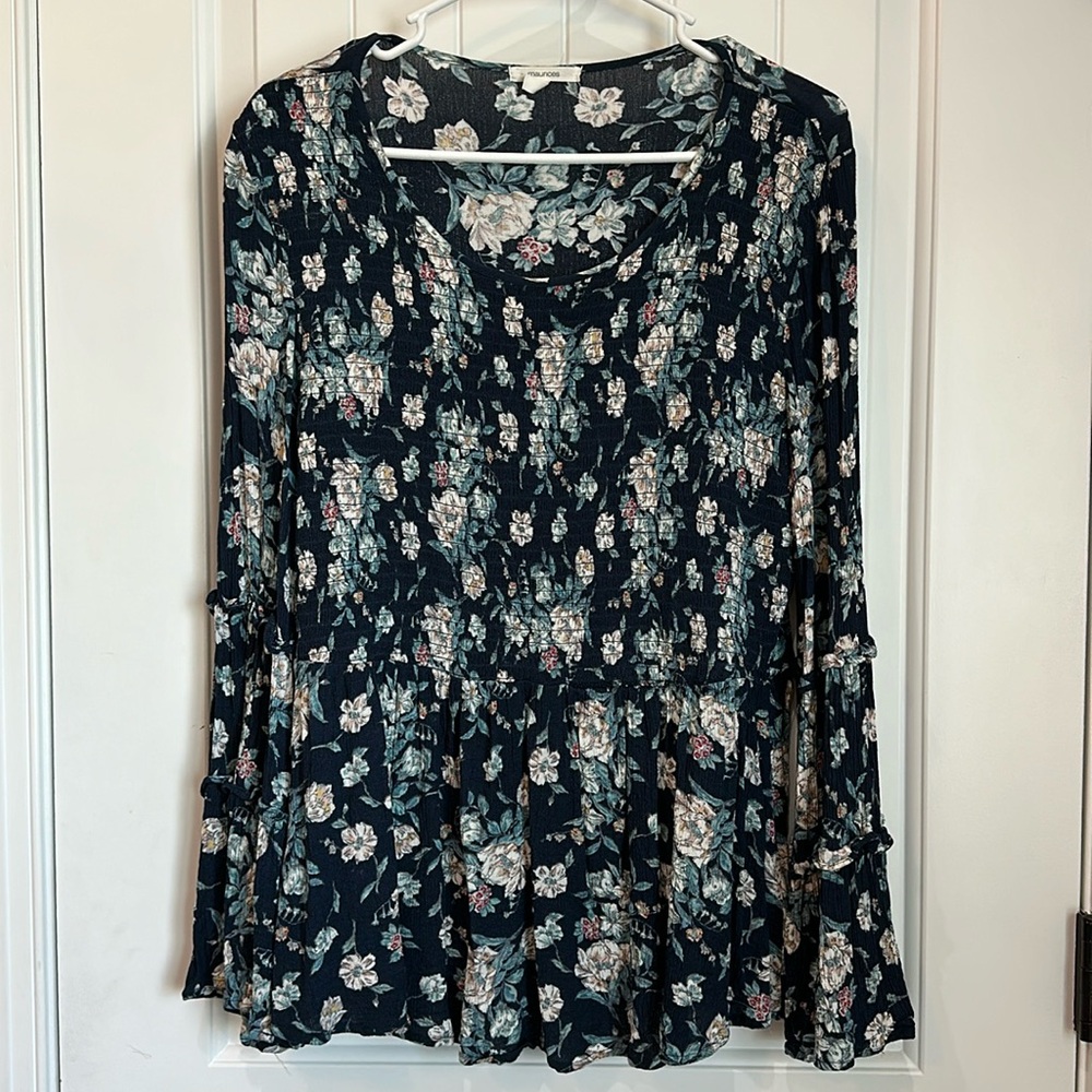 Maurcies Floral Peplum Blouse